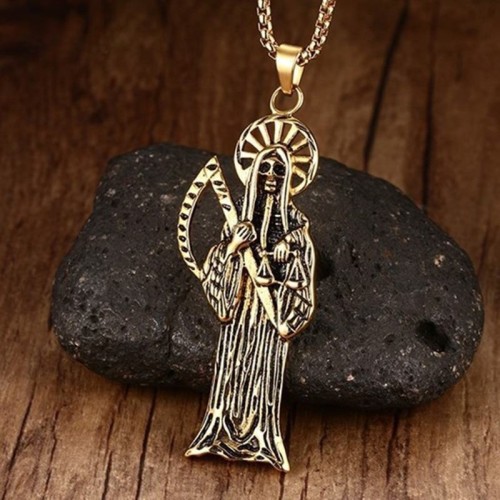 Stainless Steel Gold Plated Reaper Men Pendant