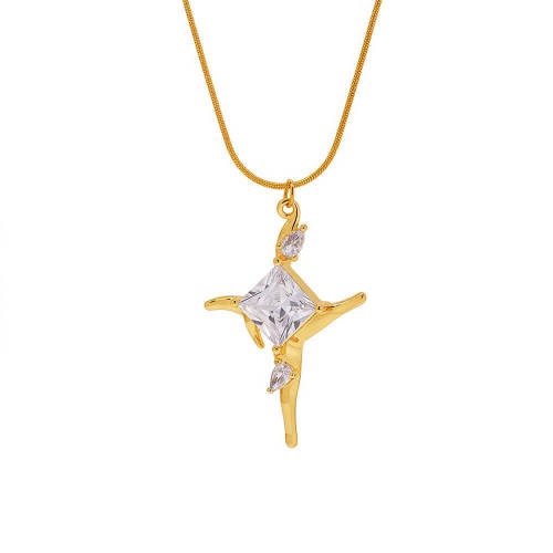 Wholesale Steel Zirconia Cross Pendant Necklace