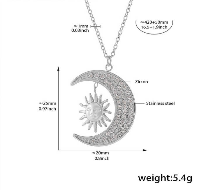 Wholesale Steel Sun & Moon Zirconia Ring & Necklace
