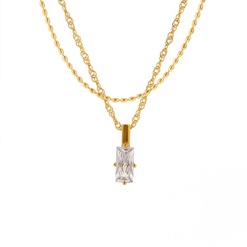 Wholesale Steel Multi-Layered Collarbone Necklace