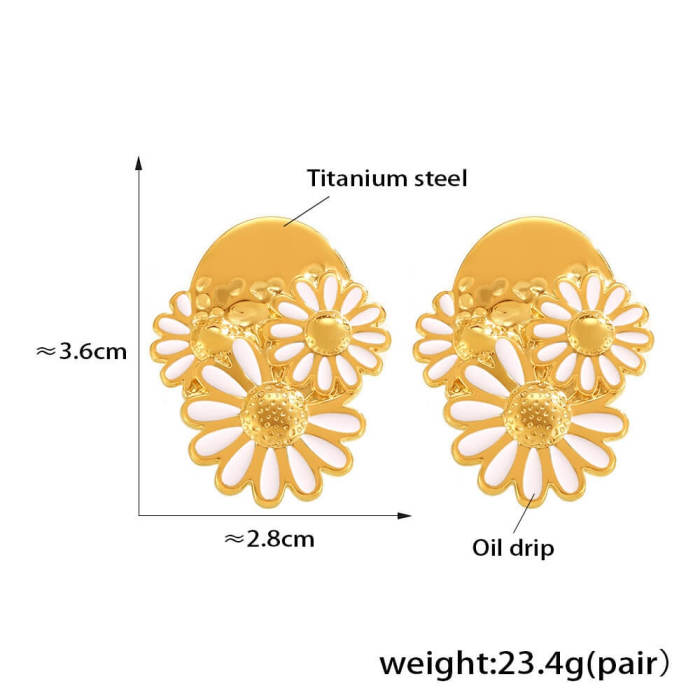 Wholesale Stainless Steel  INS Style Daisy Earrings