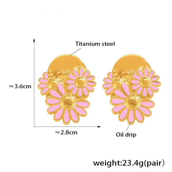 Wholesale Stainless Steel  INS Style Daisy Earrings