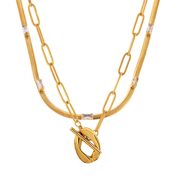 Wholesale Stainless Zirconia Blade Chain Stacking Necklace