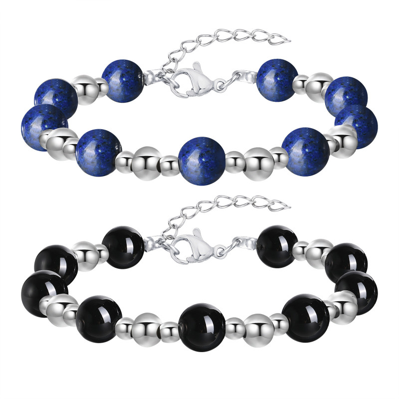 Wholesale Stainless Steel Lapis Lazuli Agate Bracelet