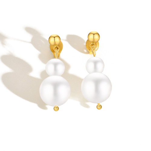 Wholesale Stainless Steel Two Imitation Pearl Earrings