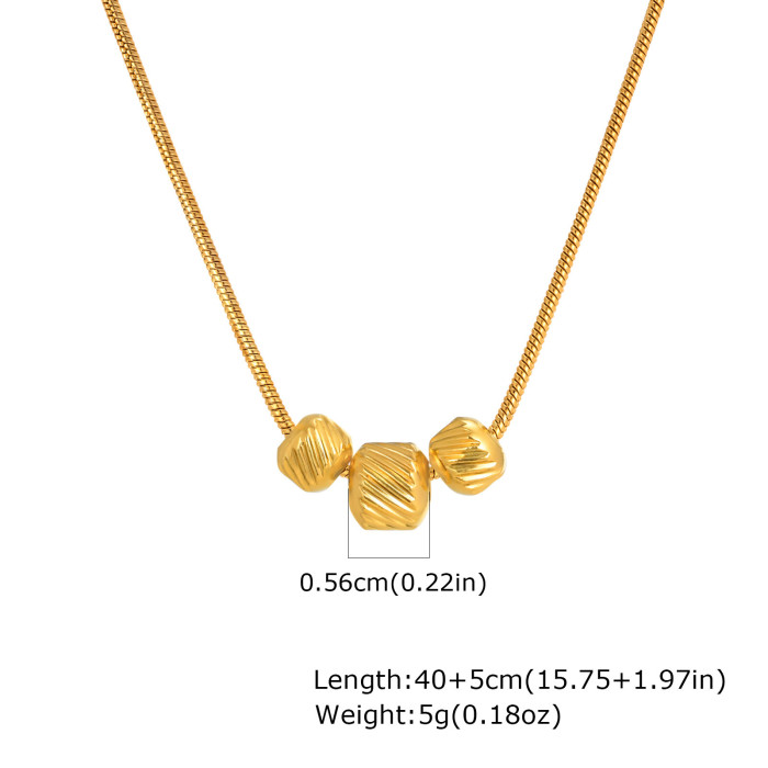 Wholesale Stainless Steel 3 Beads Necklace