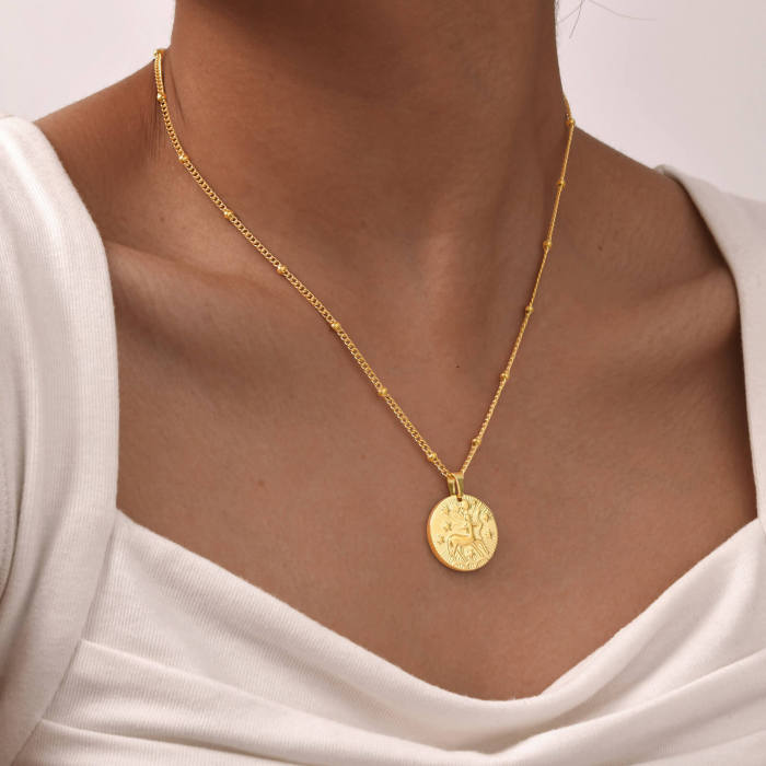 Wholesale Stainless Steel Zodiac Necklace