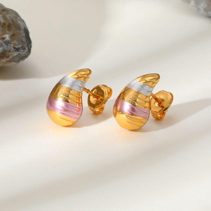 Wholesale Stainless Steel Tri-color Drop Earrings