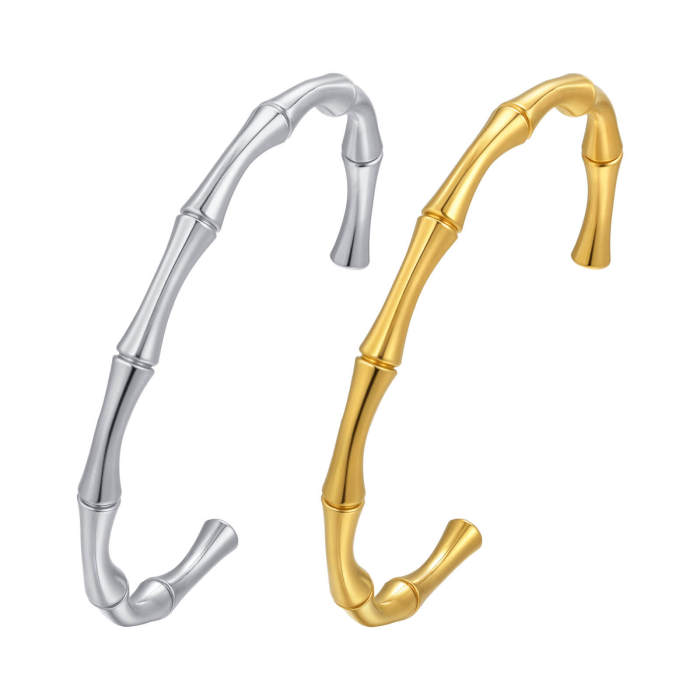 Wholesale Stainless Steel Bamboo Open Bangle