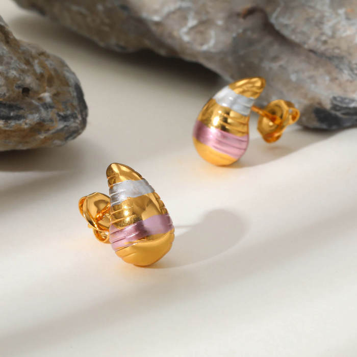 Wholesale Stainless Steel Tri-color Drop Earrings