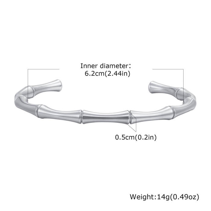 Wholesale Stainless Steel Bamboo Open Bangle