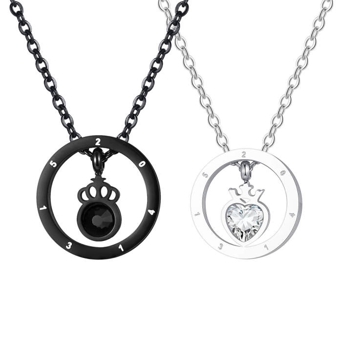 Wholesale Stainless Steel Zirconia Couple Necklace