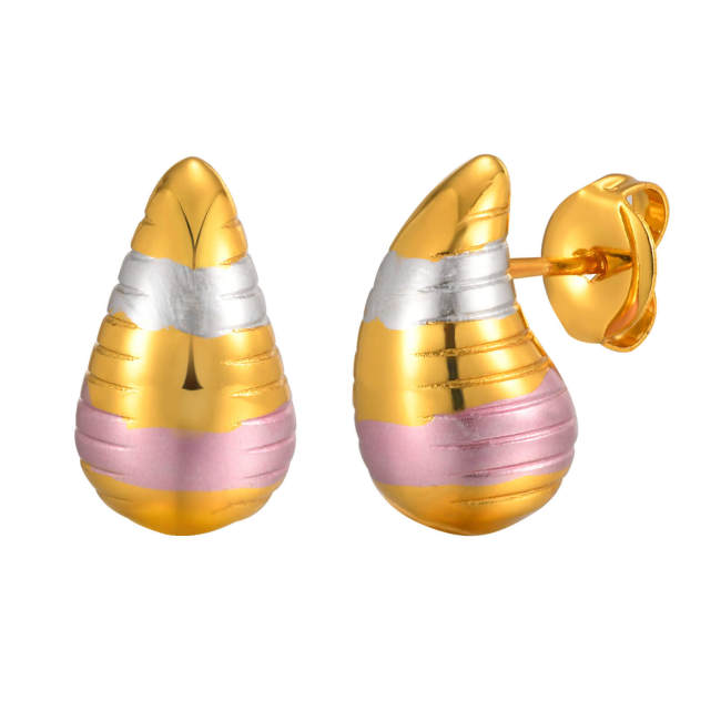 Wholesale Stainless Steel Tri-color Drop Earrings