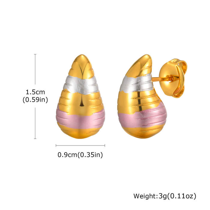 Wholesale Stainless Steel Tri-color Drop Earrings