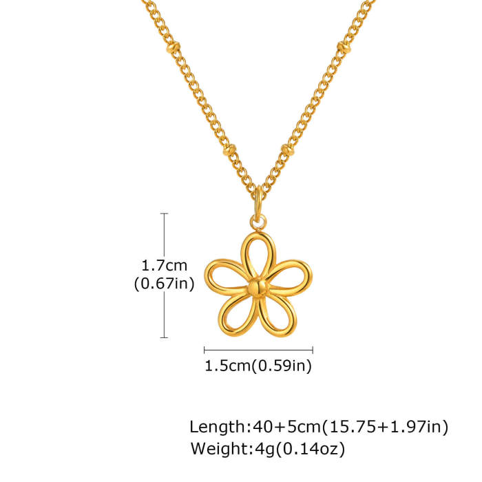 Wholesale Stainless Steel Flower Gold Necklace