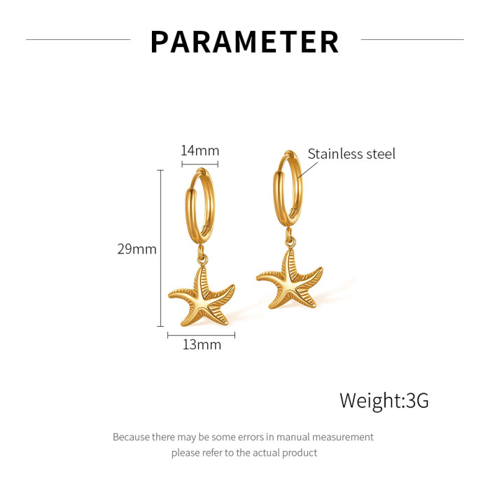 Wholesale Stainless Steel Starfish Hoop Earrings