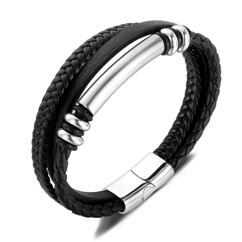 Wholesale Stainless Steel Stylish Leather Bracelet