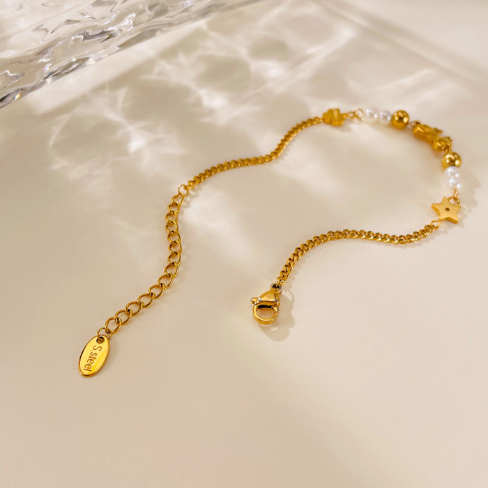 Wholesale Stainless Steel Pearl Ribbon Bracelet