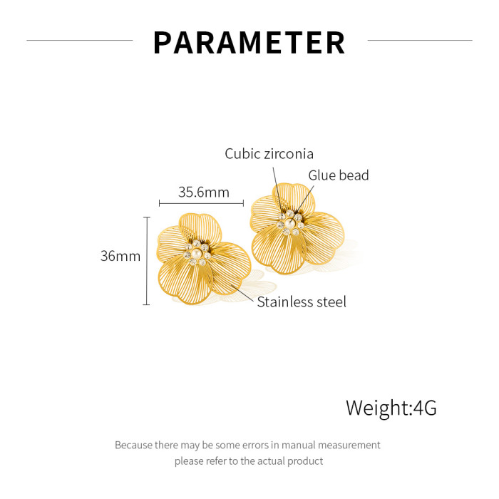 Wholesale Stainless Steel Flower Pearl Earrings
