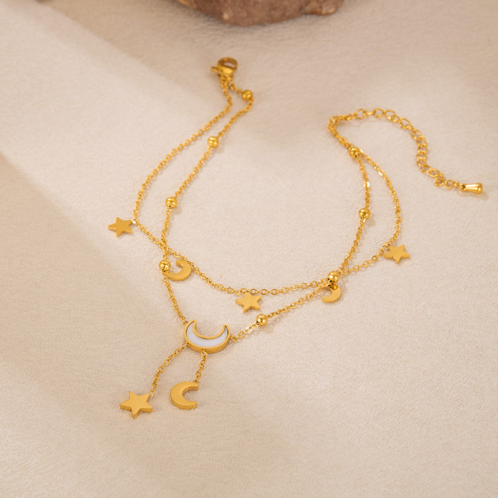 Wholesale Stainless Steel Star and Moon Anklet