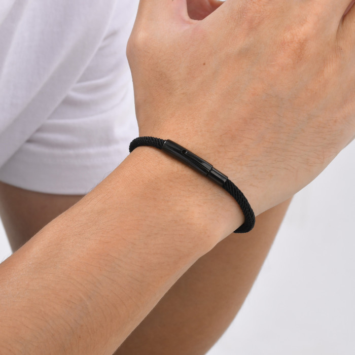 Stainless Steel Black Milanese Rope Bracelet