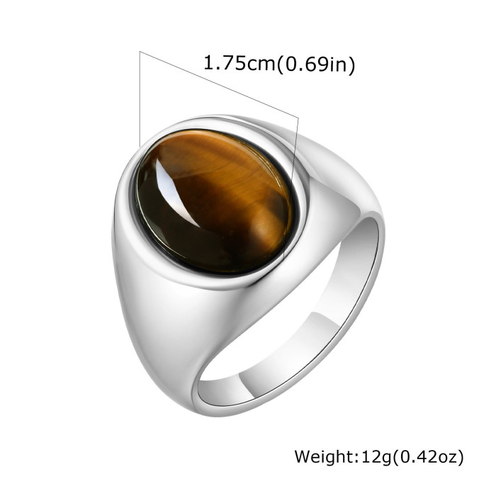Wholesale Stainless Steel Natural Stone Oval Ring