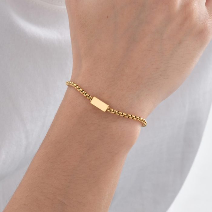 Wholesale Stainless Steel Black Rectangle Bracelet