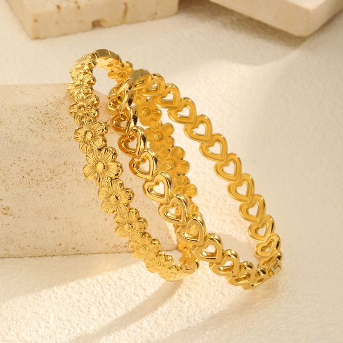 Wholesale Stainless Steel Flower Heart Bracelet