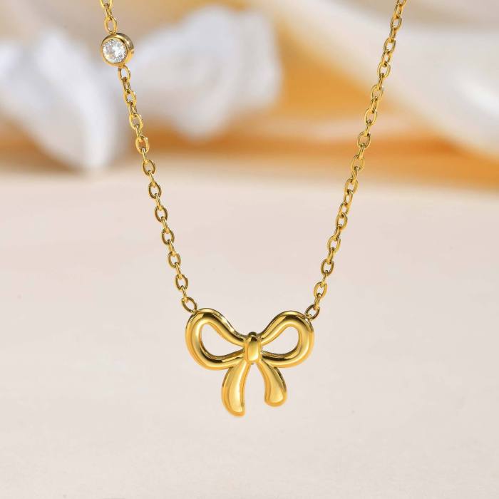 Wholesale Stainless Steel Bow Necklaces