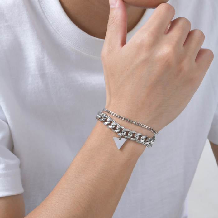 Wholesale Mens Stainless Steel Double Chain Bracelet