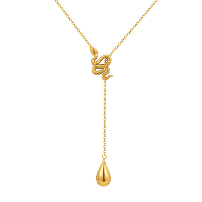 Wholesale Stainless Steel Snake Teardrop Necklace