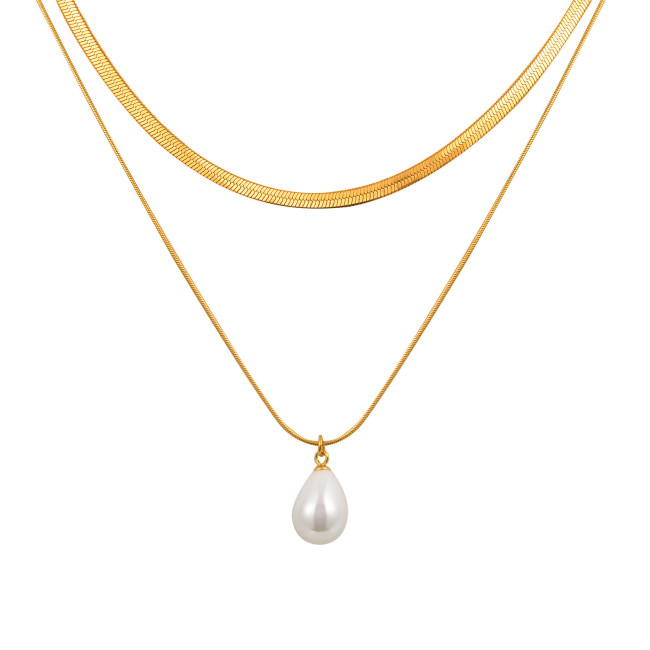 Wholesale Stainless Steel Pearl Stacking Necklace