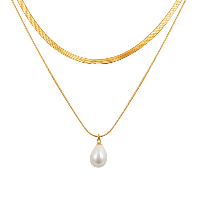 Wholesale Stainless Steel Pearl Stacking Necklace