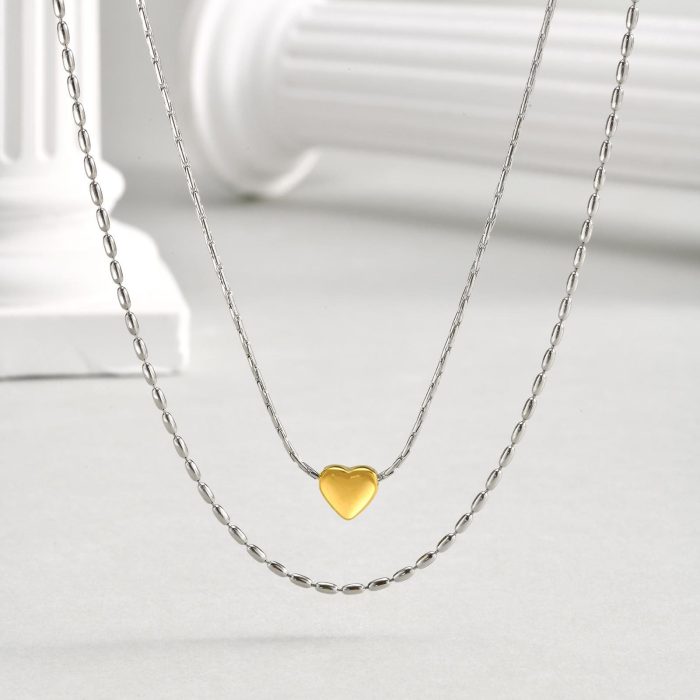 Wholesale Stainless Steel Heart Layers Necklace