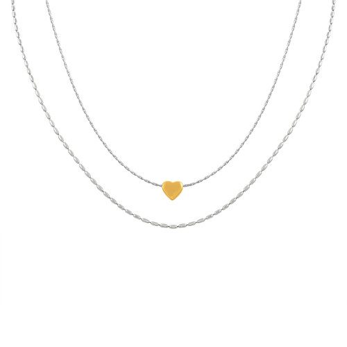 Wholesale Stainless Steel Heart Layers Necklace