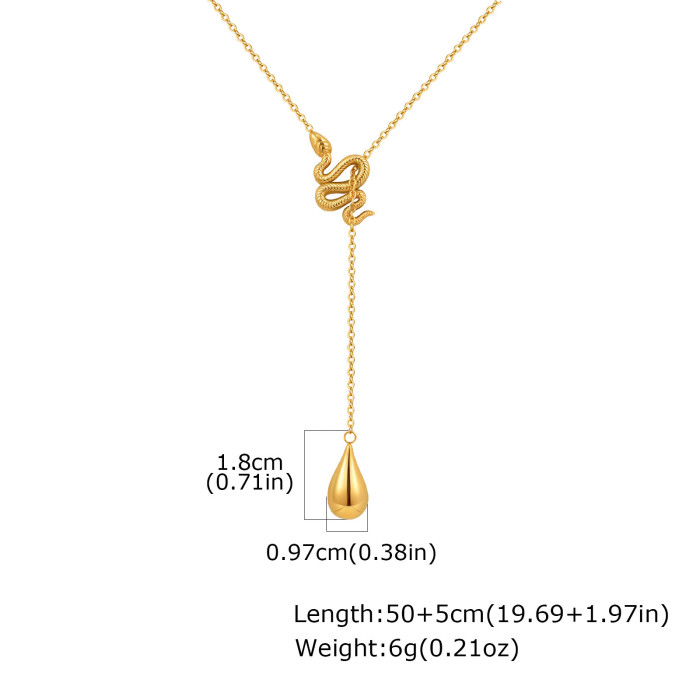 Wholesale Stainless Steel Snake Teardrop Necklace