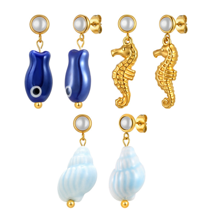 Wholesale Stainless Steel Sea Creature Earring