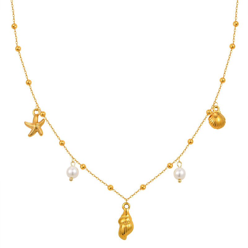 Wholesale Stainless Steel Pearl Conch Necklace