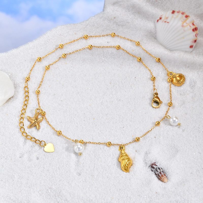 Wholesale Stainless Steel Pearl Conch Necklace