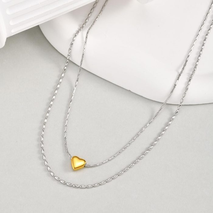 Wholesale Stainless Steel Heart Layers Necklace