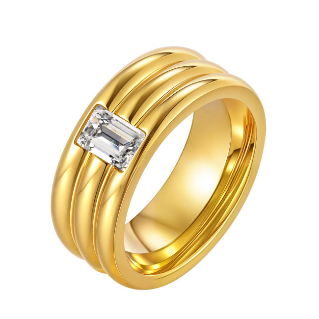 Wholesale Stainless Steel White Zirconia Ring