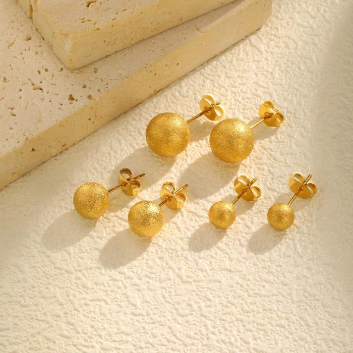 Wholesale Stainless Steel Brushed Bead Earrings