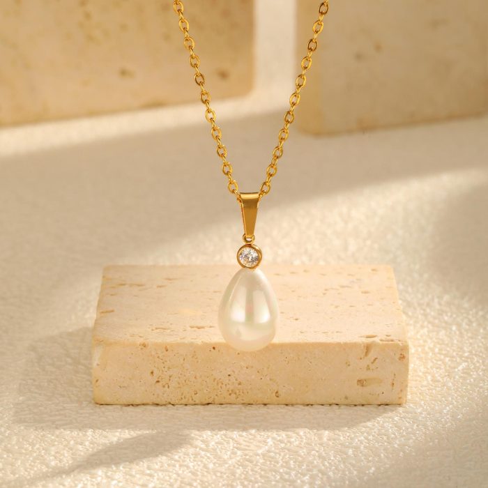 Wholesale Stainless Steel Imitation Pearl Pendant