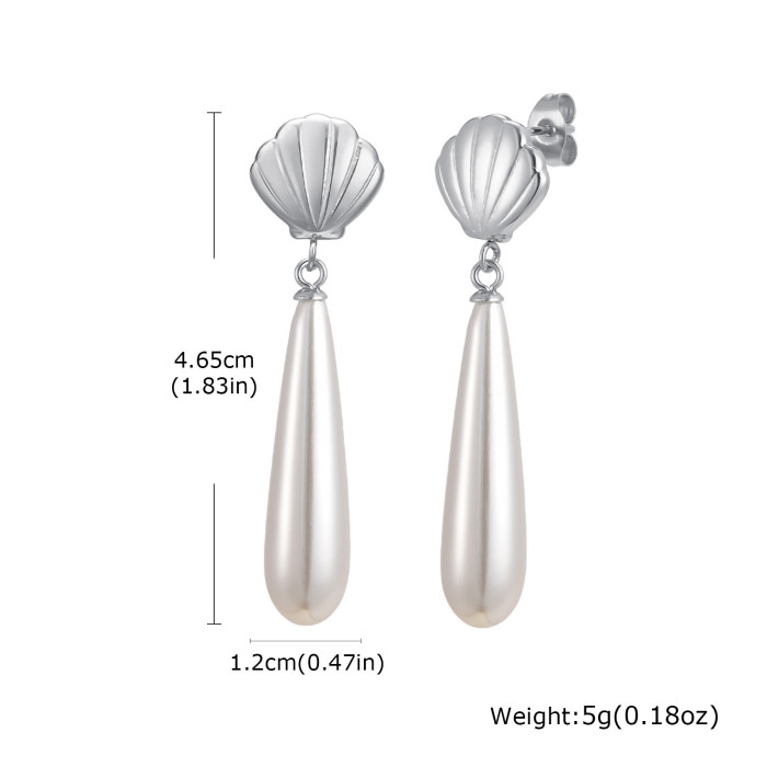 Wholesale Stainless Steel Pearl Drops Earrings