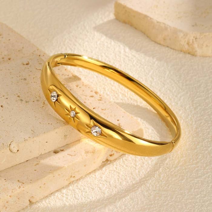 Wholesale Stainless Steel Zirconia Openable Bangle