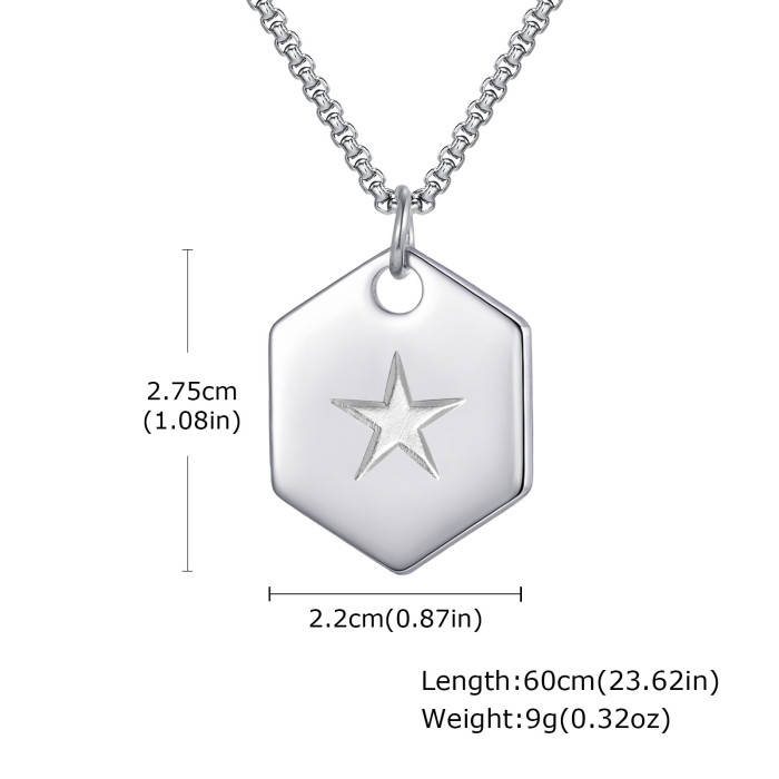 Wholesale Stainless Steel Pentagram Dog Tag