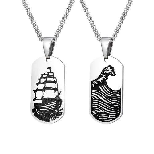 Wholesale Stainless Steel Ocean Waves Sailboat Pendant