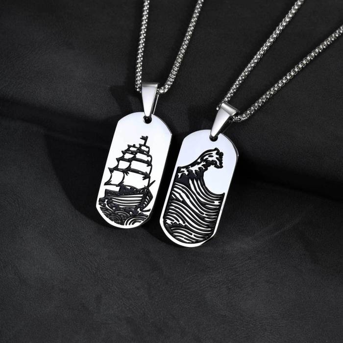 Wholesale Stainless Steel Ocean Waves Sailboat Pendant
