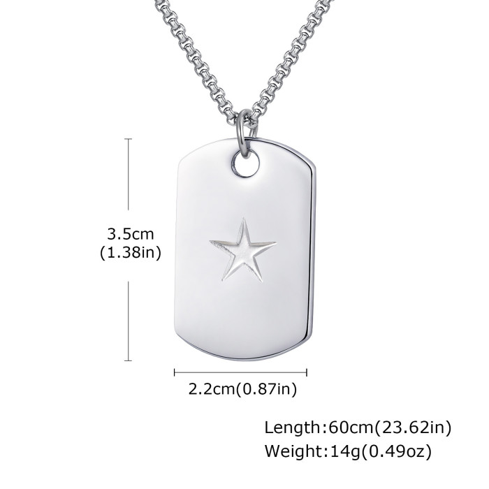 Wholesale Stainless Steel Pentagram Dog Tag