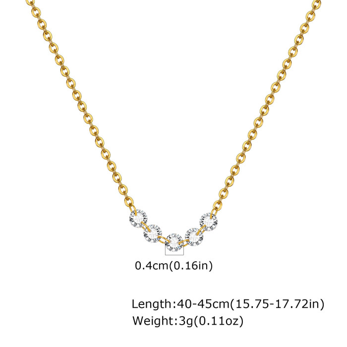 Wholesale Stainless Steel White Zirconia Gold Necklace